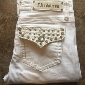 LA Idol USA White Sparkle Jeans (NWOT) Sz 5 29x34L